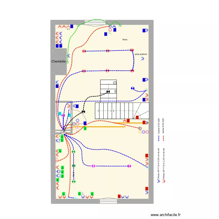 elec 1. Plan de 4  et 52 m²