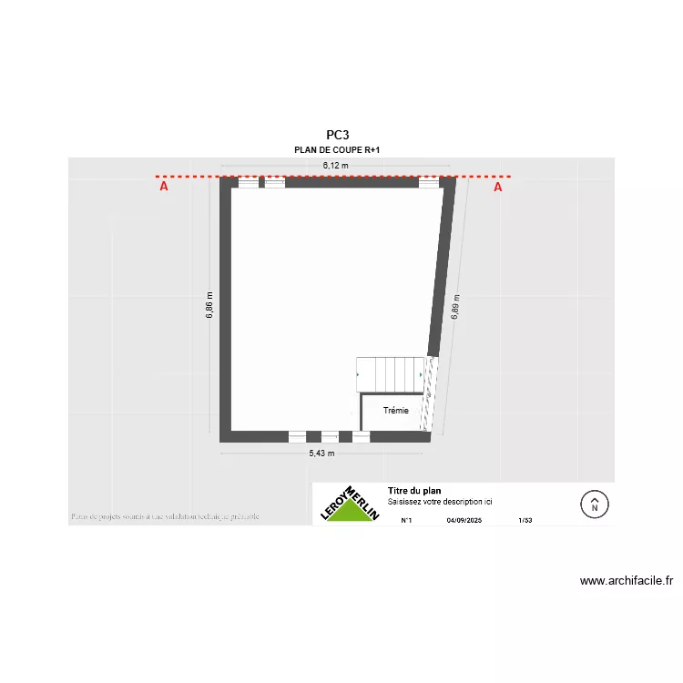 PC3 plan de coup R+1 Saint Jean de V&eacute;das. Plan de 