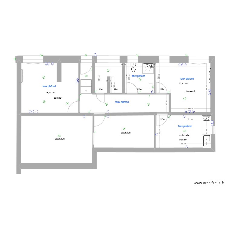 acceuil. Plan de 3 pièces et 59 m2