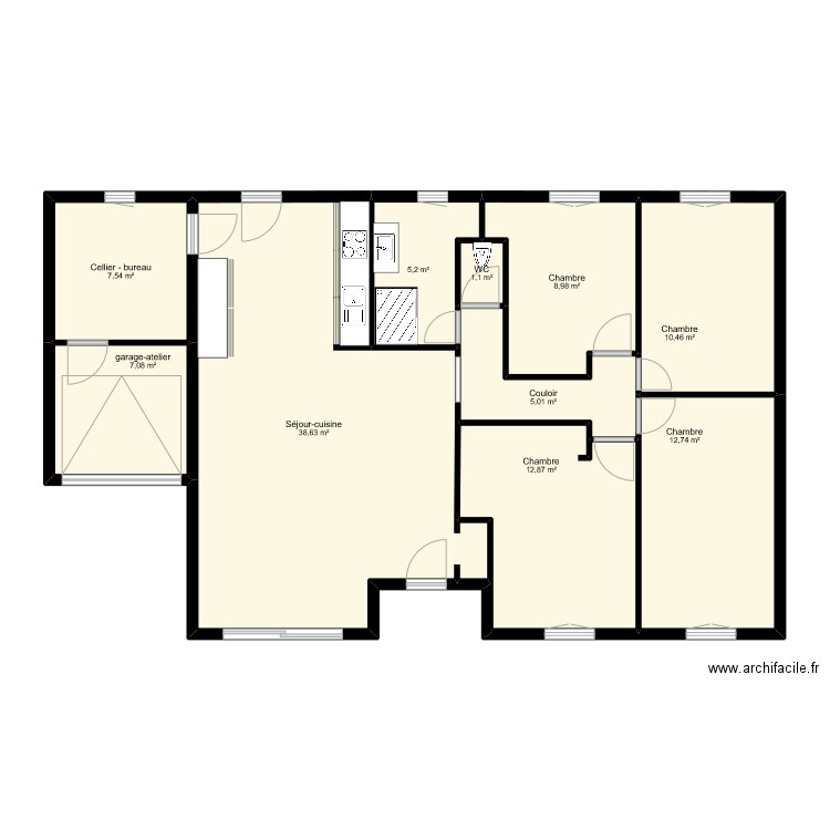 BOCHETTA. Plan de 10 pièces et 110 m2