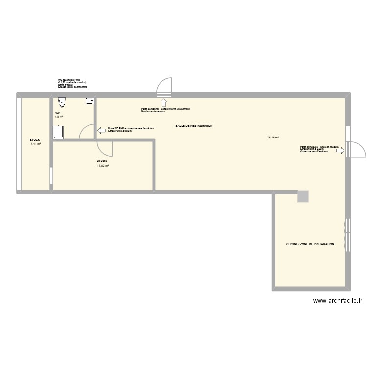 plan restaurant la petite halte 4. Plan de 4 pièces et 101 m2
