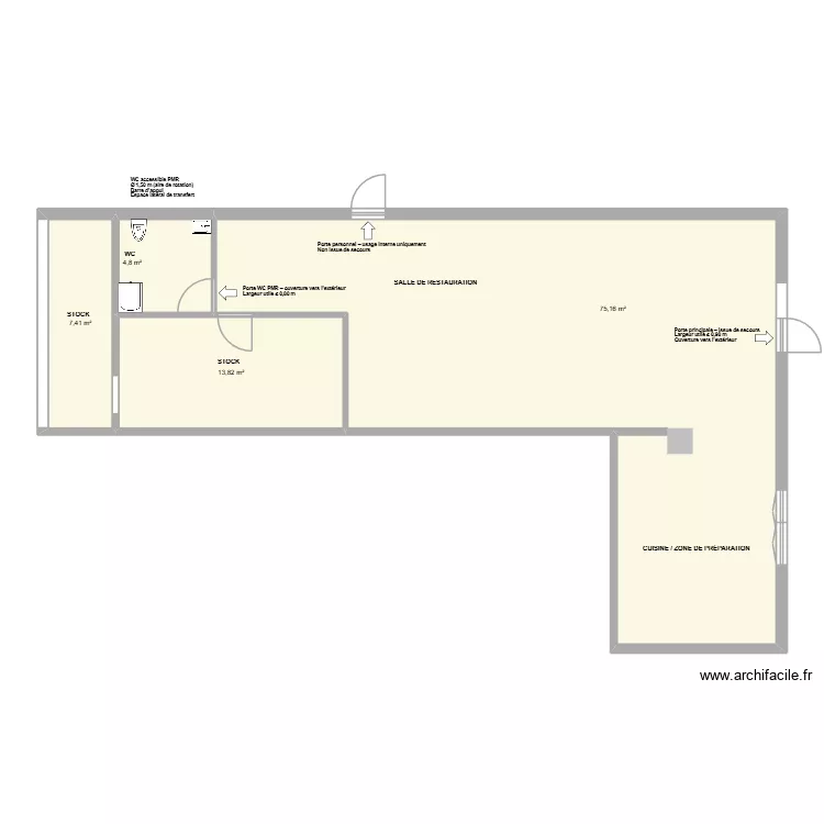 plan restaurant la petite halte 4. Plan de 4 pièces et 101 m²