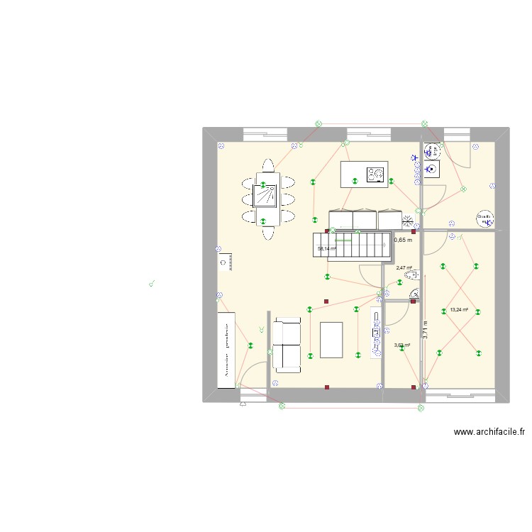 blg elec. Plan de 9 pièces et 160 m2