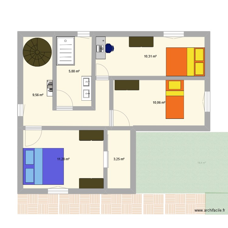 Maison Version 1. Plan de 12 pièces et 261 m2