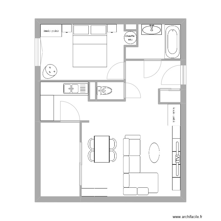App Tim 1. Plan de 4 pièces et 50 m2