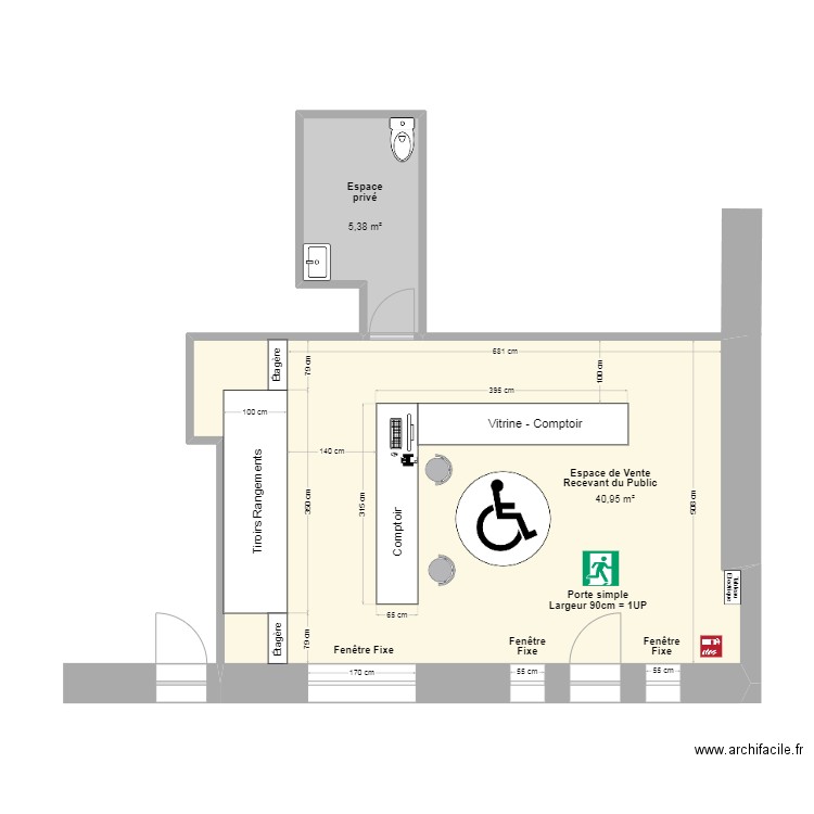 LCV3 - plan évacutation - 01. Plan de 2 pièces et 46 m2