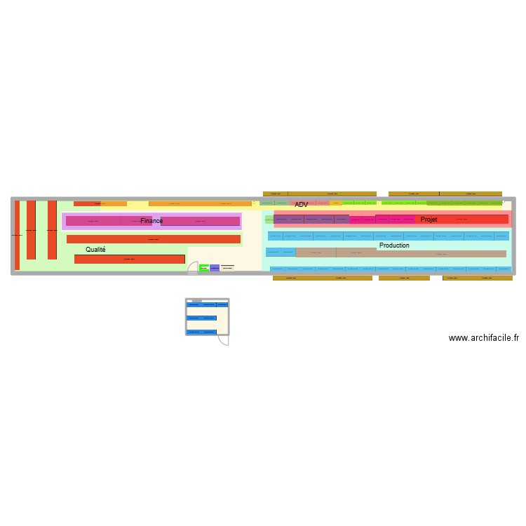 Archive Centrale. Plan de 3 pièces et 234 m2