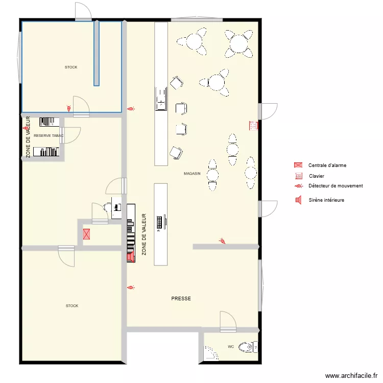 TABAC LE GRAND LOGIS Alarme. Plan de 
