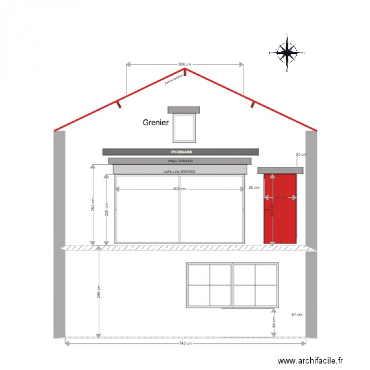 façade arrière construction baie vitré tableau. Plan de 0 pièce et 0 m2