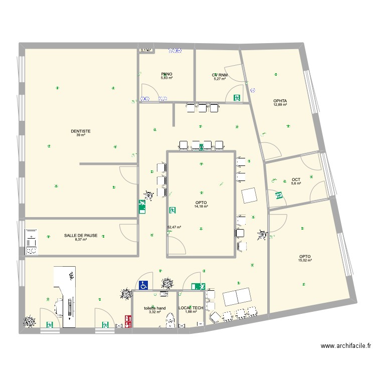 plan perpignan dentiste. Plan de 12 pièces et 179 m2