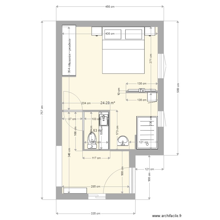Plan RDC Suite parentale v2. Plan de 0 pièce et 0 m2