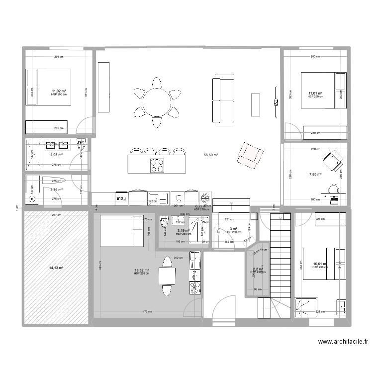 MONTCHAT RDC AMENAGEMENT 1. Plan de 13 pièces et 146 m2