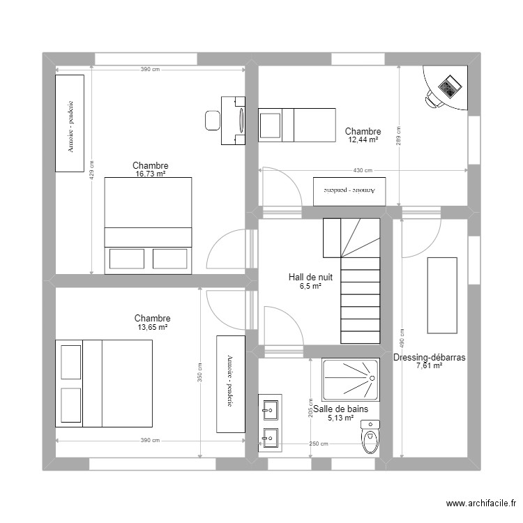 Saint-Germain, Route de Perwez 32 (1er étage). Plan de 6 pièces et 62 m2