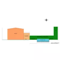 plan de coupe piscine bois semi enterr&eacute;e avec cotation ,mur et haie mitoyen