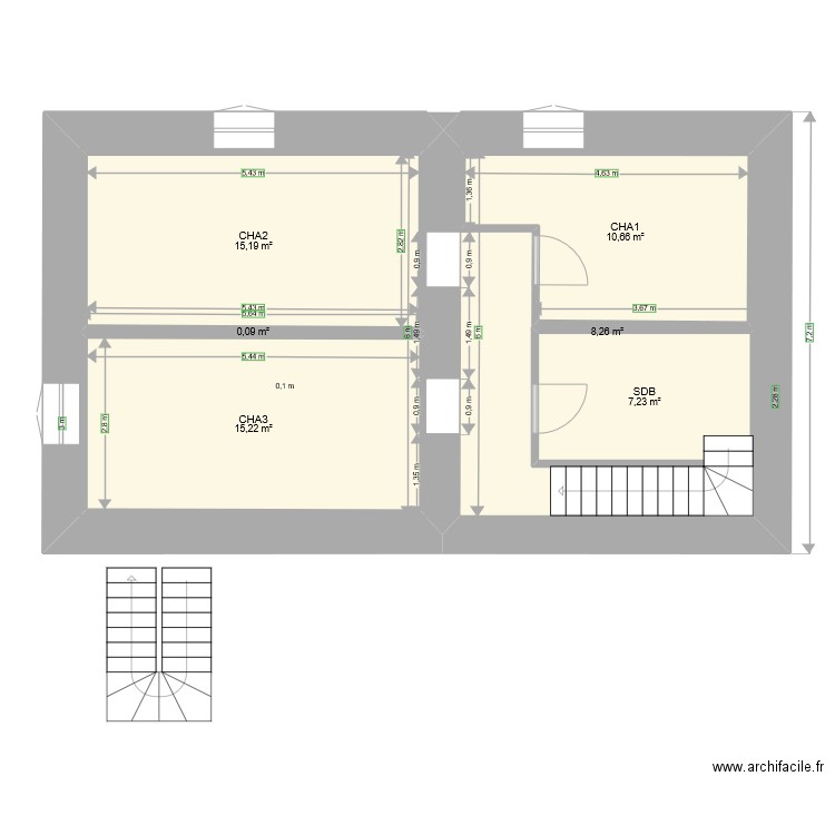 étage projet. Plan de 6 pièces et 111 m2