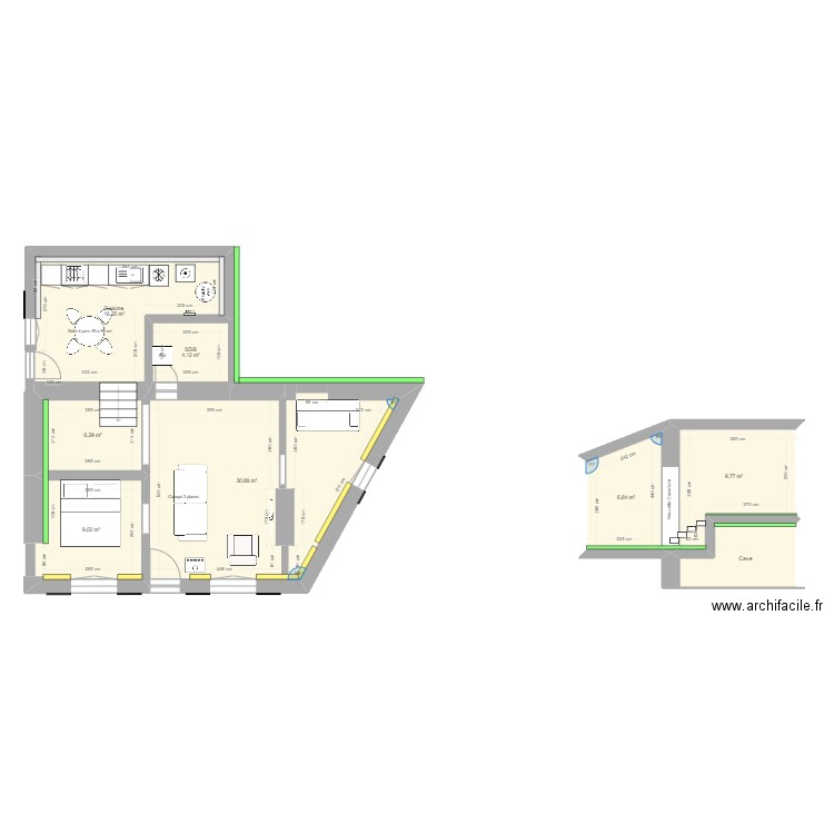 Boursay2. Plan de 14 pièces et 126 m2