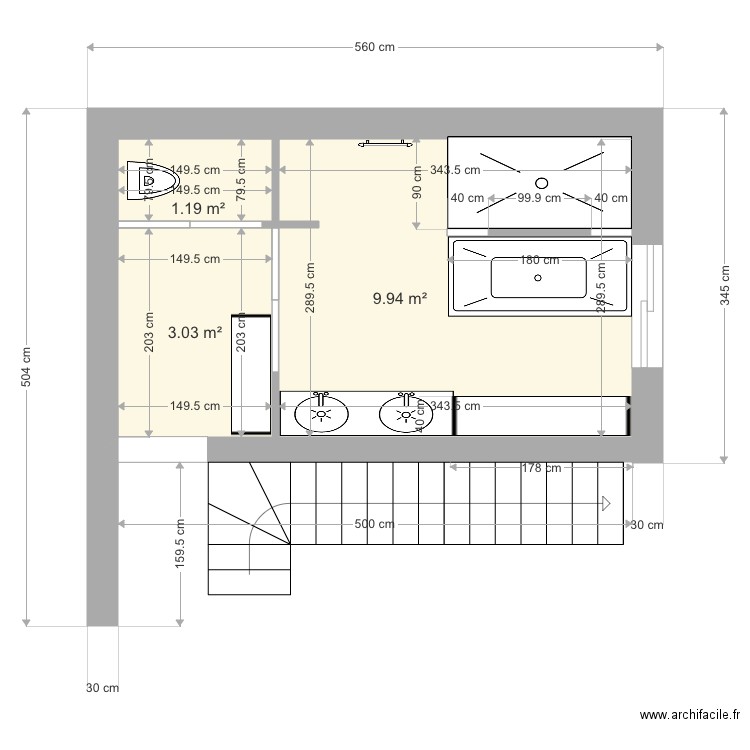 SDB etage 2. Plan de 0 pièce et 0 m2