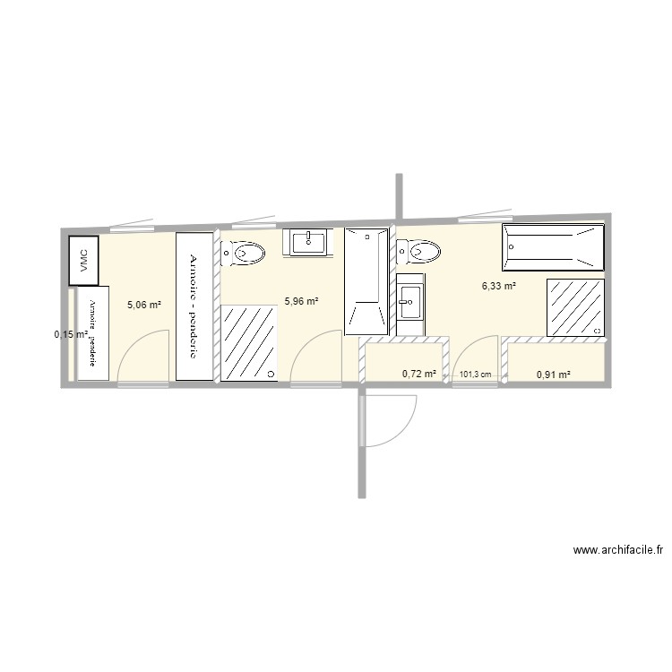 sdb enfants mesure. Plan de 0 pièce et 0 m2