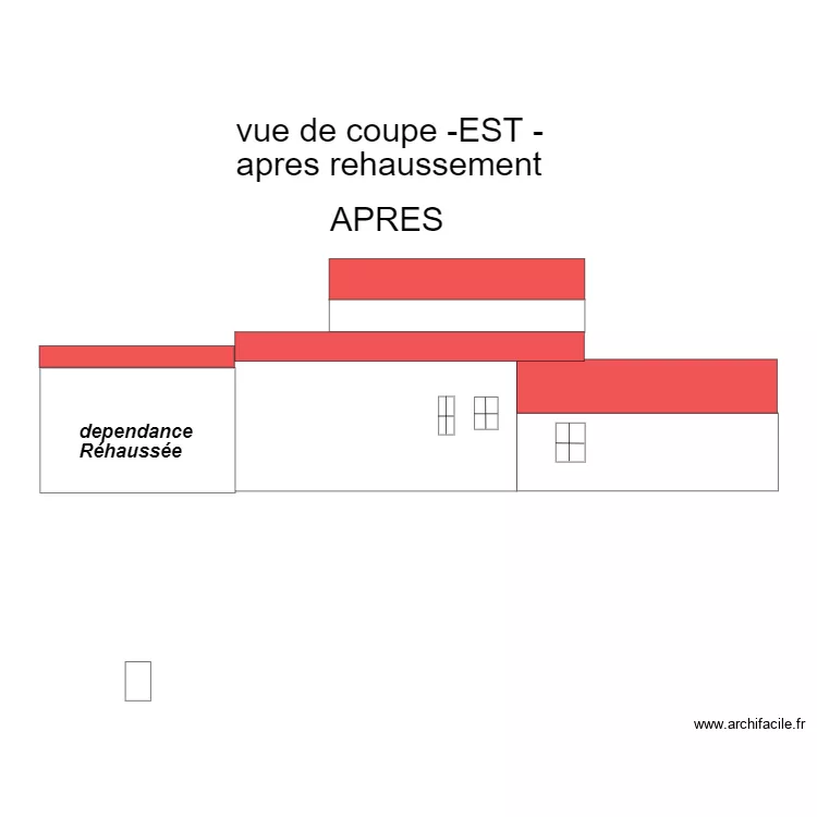 plan de coupe -est- dependance r&eacute;hauss&eacute;e sans cotes. Plan de 