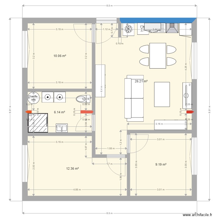 Maison Route de Fretterans 12 02 2022 version 2. Plan de 5 pièces et 64 m2