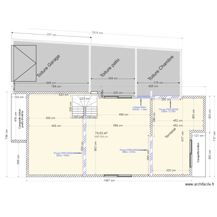 Etage Amenagement . Plan de 0 pièce et 0 m2