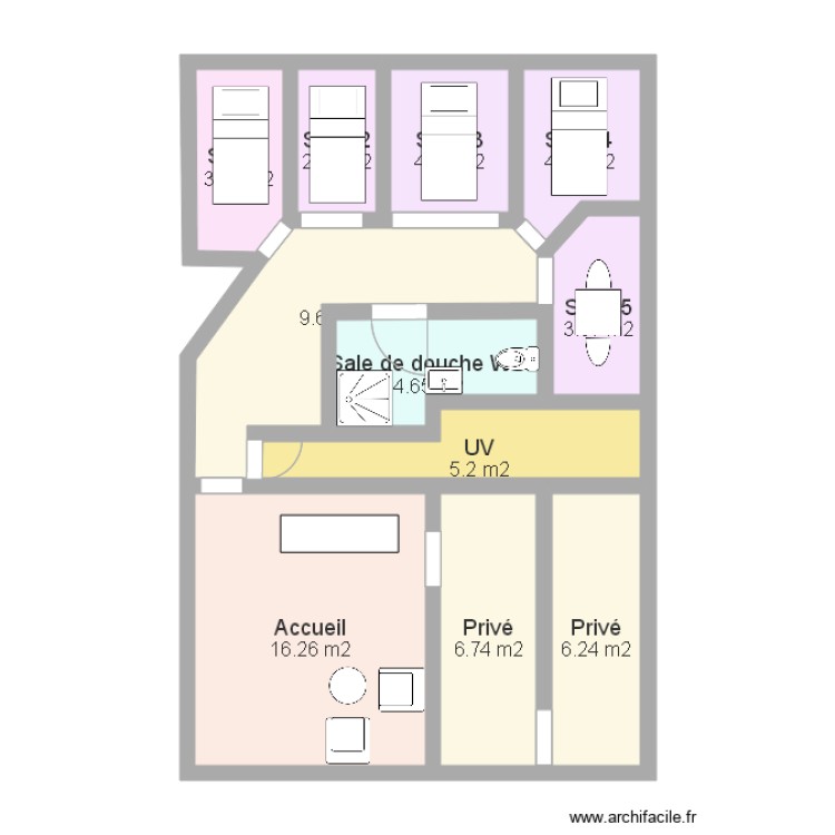 esth&eacute;ticienne. Plan de 0 pièce et 0 m2