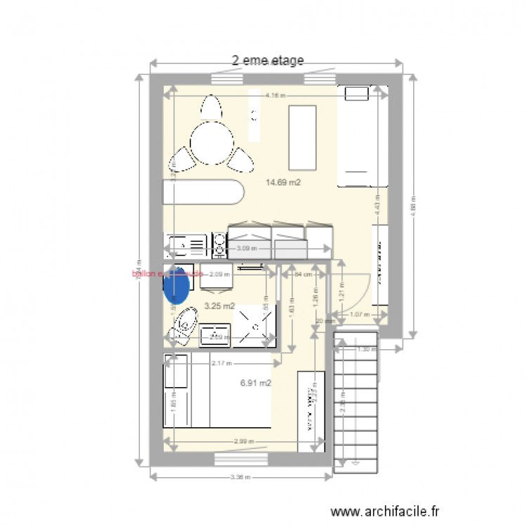 vignacout 2 eme etage habilité. Plan de 0 pièce et 0 m2