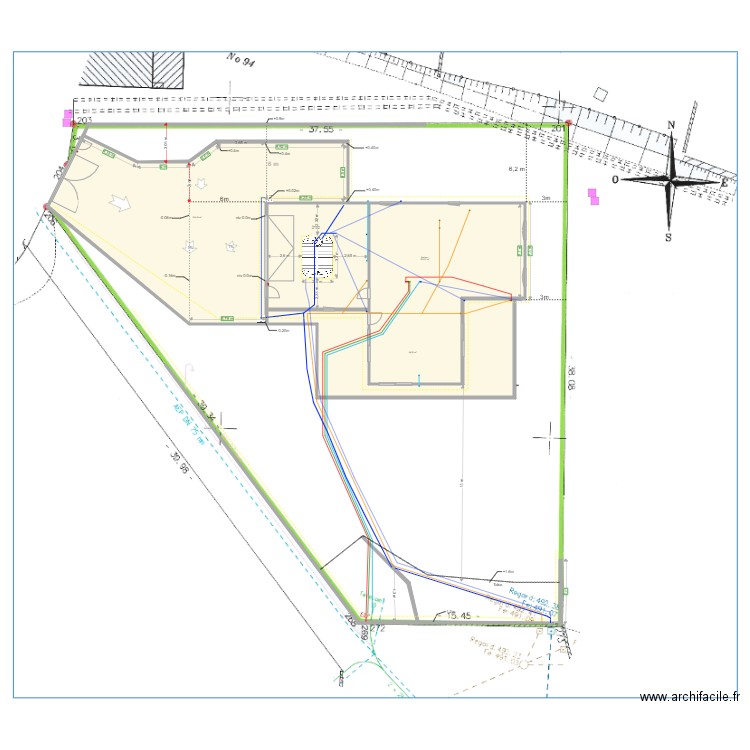 Plan Terrassement. Plan de 4 pièces et 443 m2