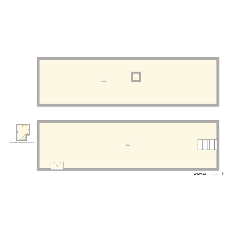 Croquis LOUTRE cave grenier. Plan de 4 pièces et 201 m2