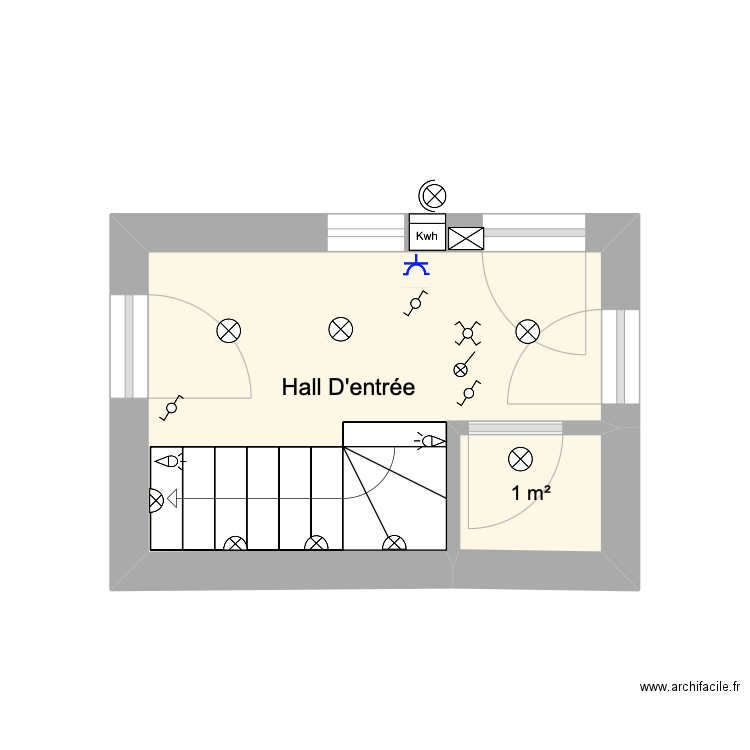 hall d'entrée. Plan de 2 pièces et 8 m2