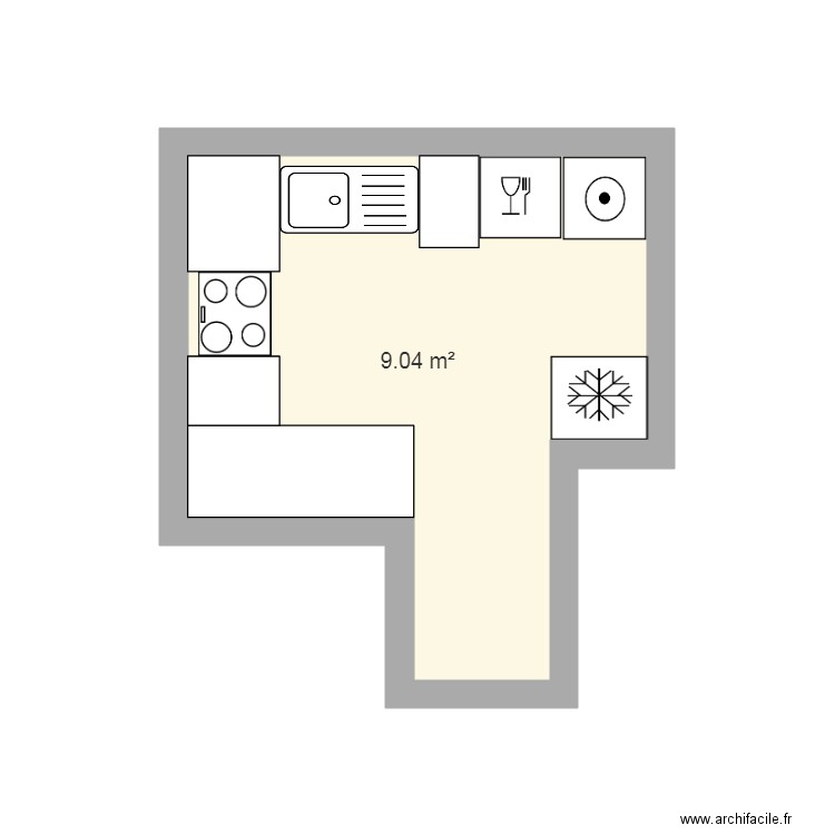 Cuisine 1 Futur appartement. Plan de 0 pièce et 0 m2