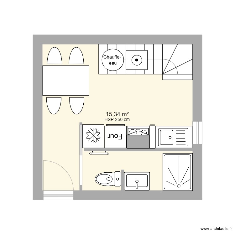 LESAGE RDC V2. Plan de 1 pièce et 15 m2