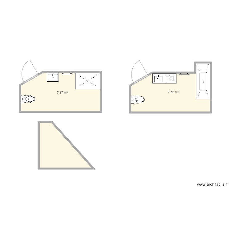 Projet CRETON. Plan de 3 pièces et 18 m2