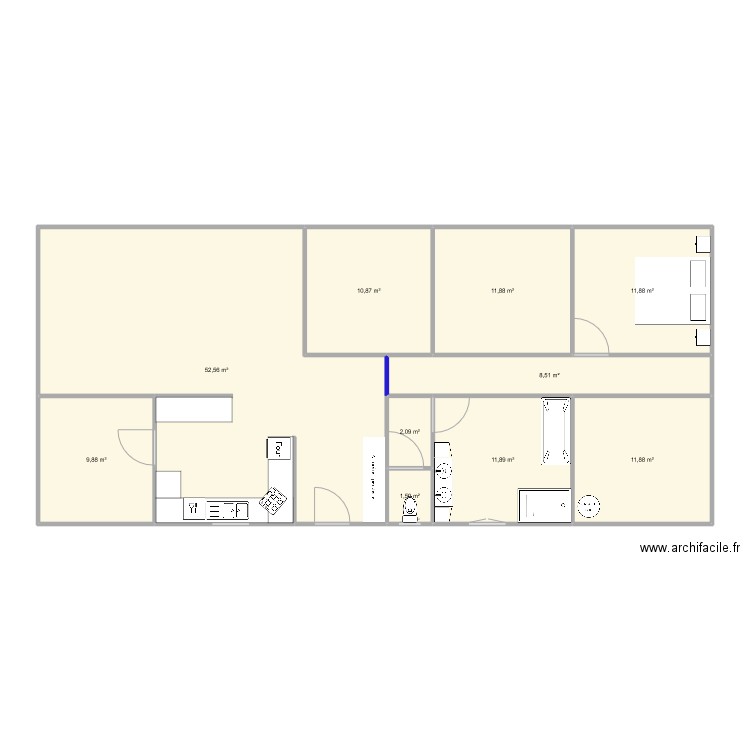 Base 2. Plan de 10 pièces et 133 m2