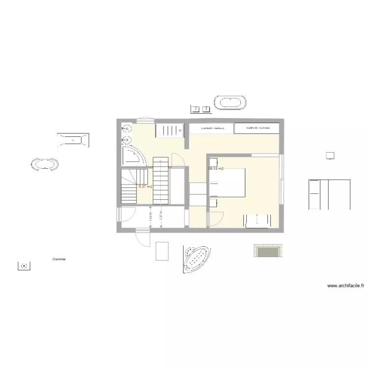 CHAMBRE 1. Plan de 0 pièce et 0 m2 CHAMBRE 1. Plan de 0 pièce et 0 m2