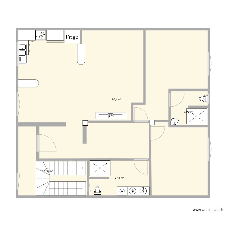 Appartement Kalaa Kebira. Plan de 6 pièces et 103 m2