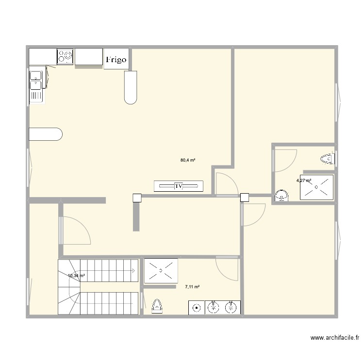 Appartement Kalaa Kebira. Plan de 4 pièces et 102 m2