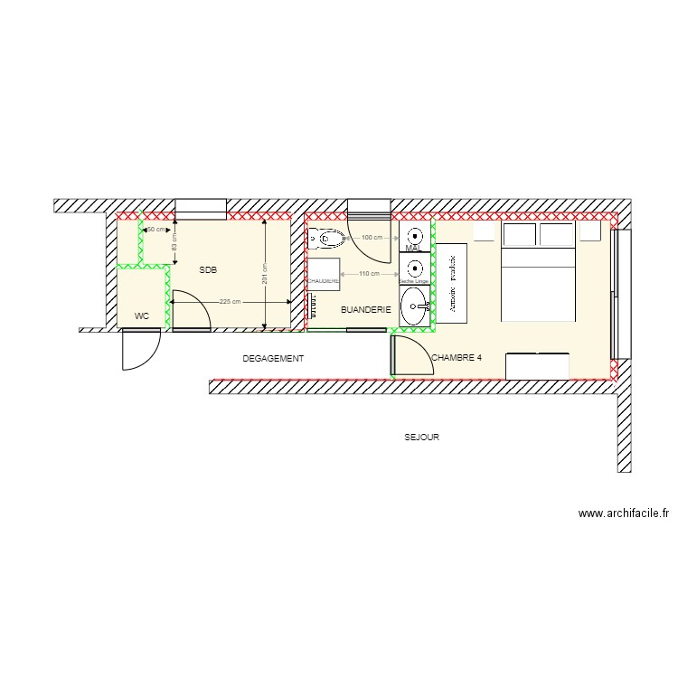 BELMONTE CHAMBRE SDB COTE. Plan de 7 pièces et 21 m2