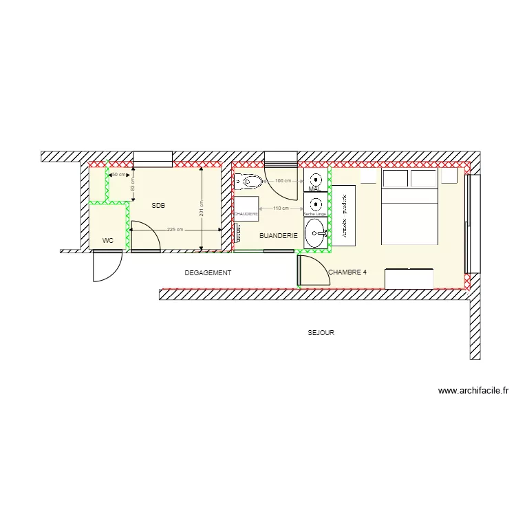 BELMONTE CHAMBRE SDB COTE. Plan de 