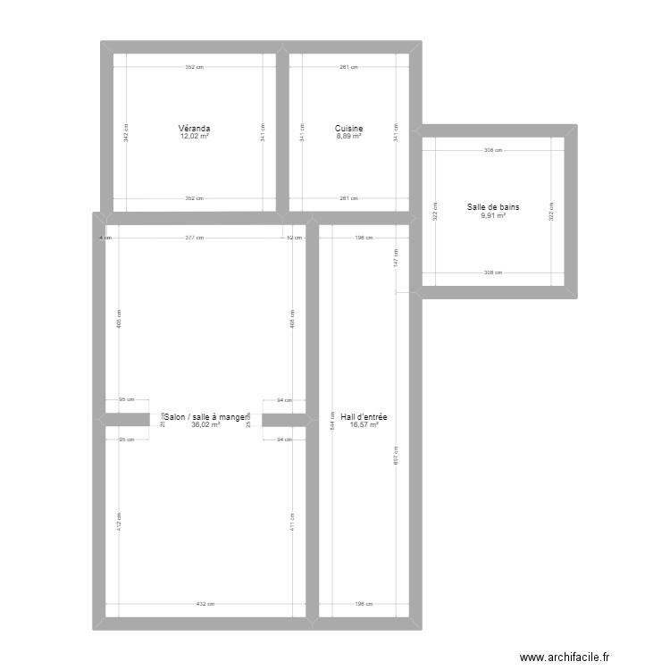 rdc cortil . Plan de 5 pièces et 83 m2