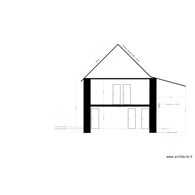 Plan de coupe. Plan de 0 pièce et 0 m2