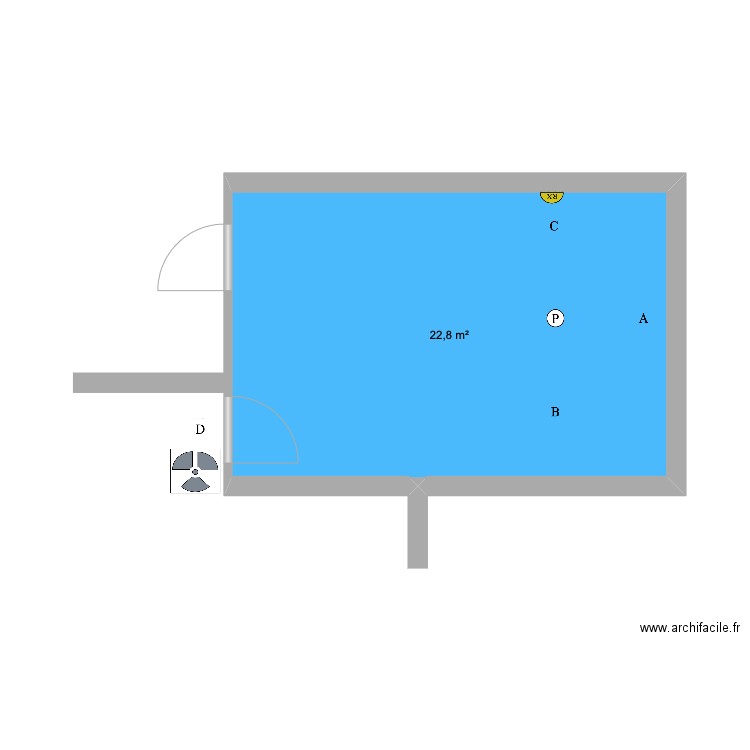 Dr PONCHANT/MEDJAHED. Plan de 1 pièce et 23 m2