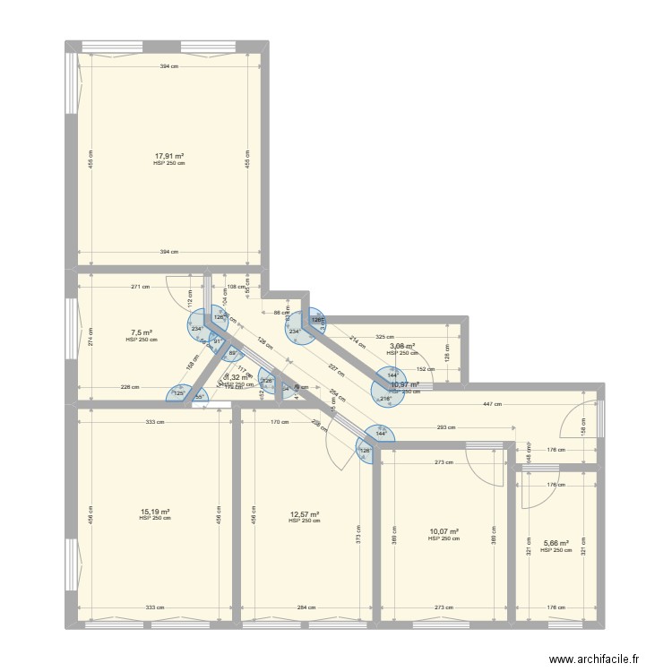Jardinière 111. Plan de 9 pièces et 84 m2