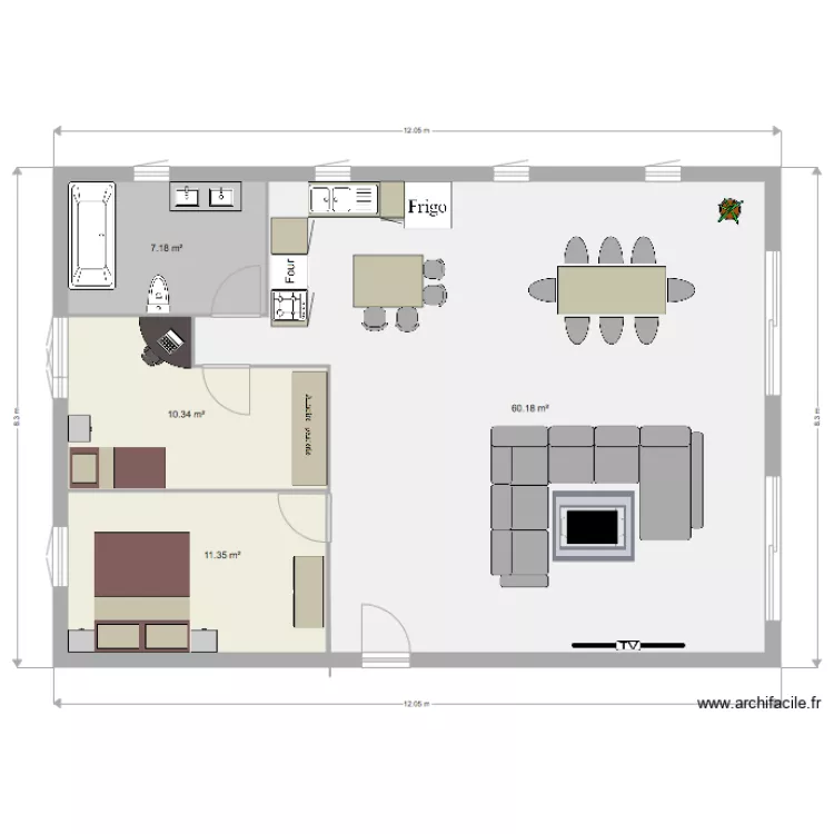 Appartement t2. Plan de 