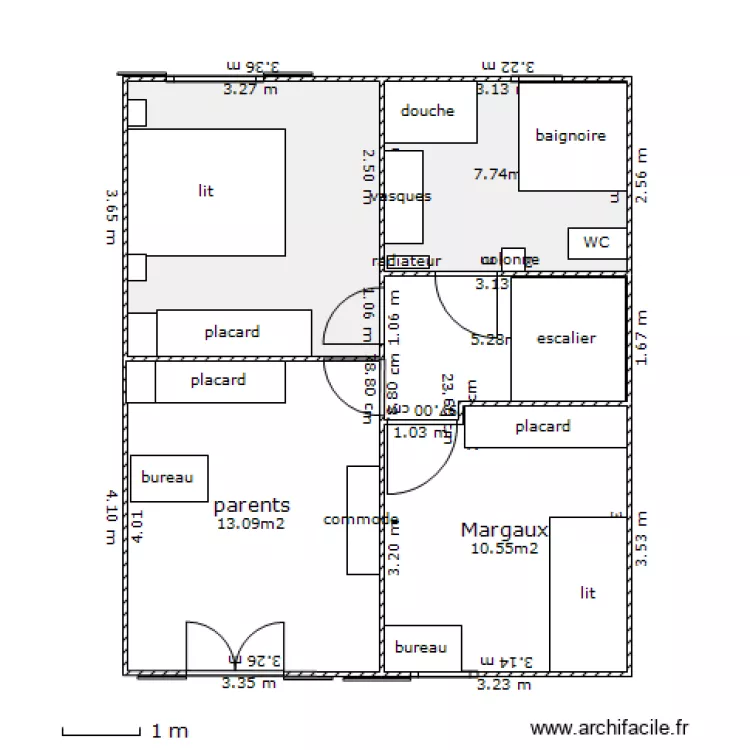 1er &eacute;tage_grande_sdb. Plan de 