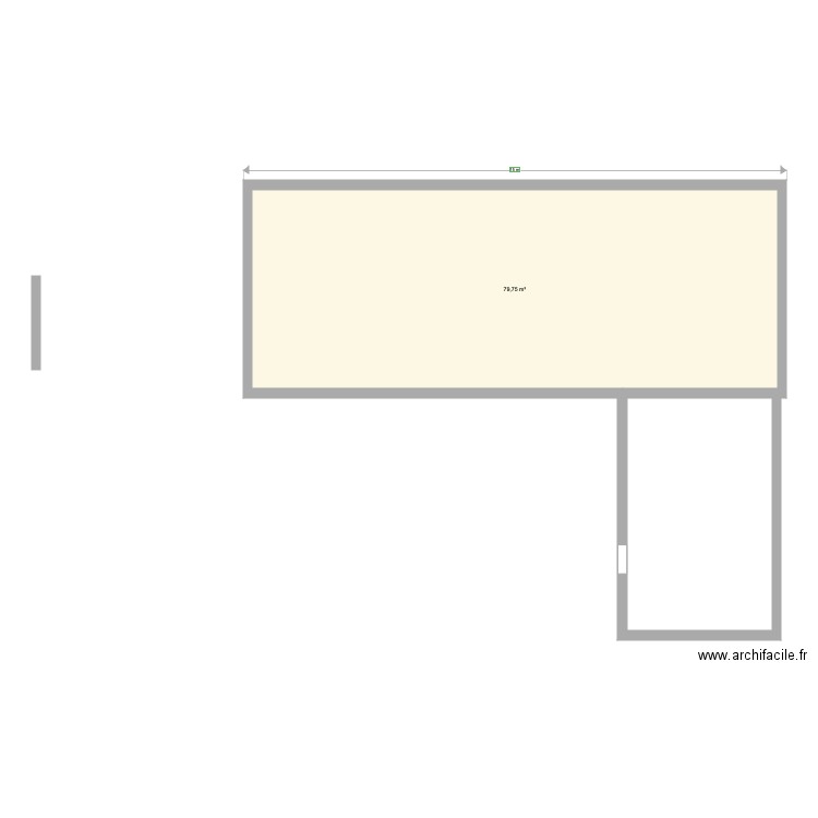 maison Globale. Plan de 1 pièce et 80 m2