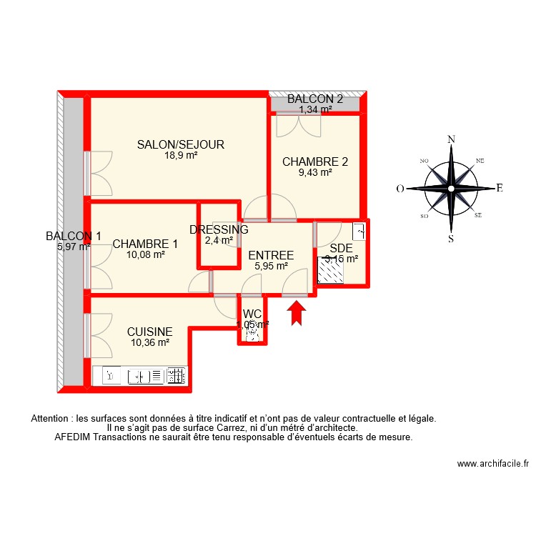 BI 9353 . Plan de 10 pièces et 69 m2