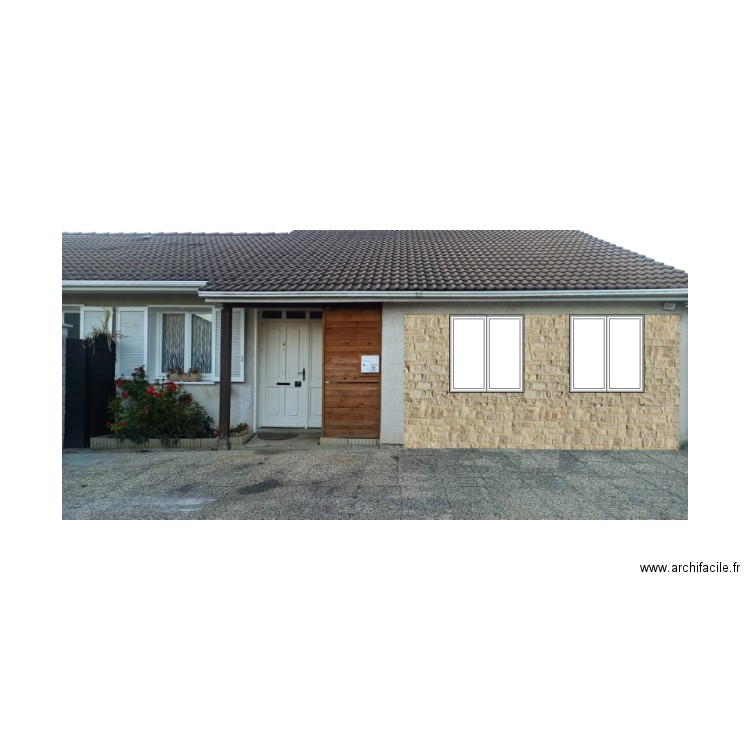 photo façade avec fenetres. Plan de 0 pièce et 0 m2