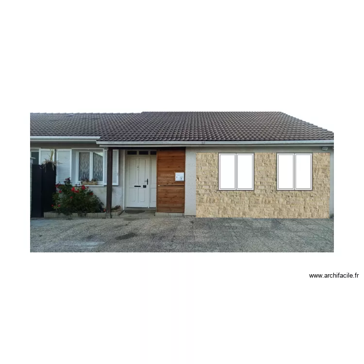 photo fa&ccedil;ade avec fenetres. Plan de 