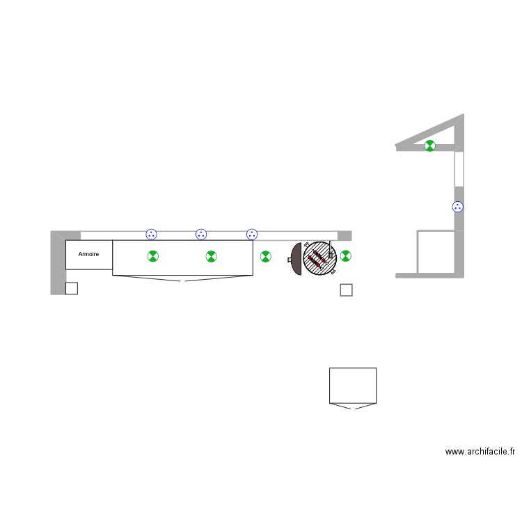 cuisine extérieure Beuz 1. Plan de 2 pièces et 1 m2